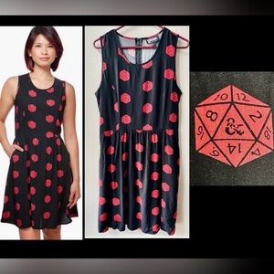 Hot Topic Dungeons And Dragons D20 Red Dice Skater Dress Junior Size 3XL